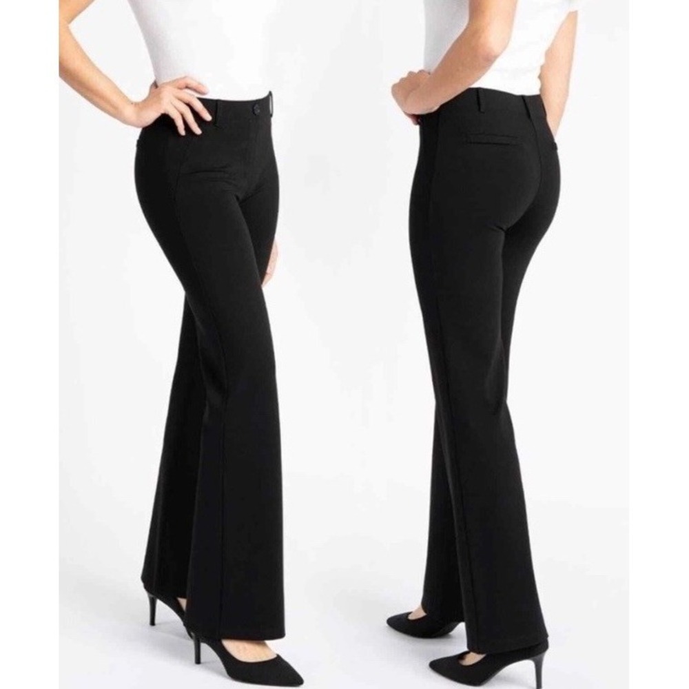 Betabrand L Large Boot Cut Classic Dress Pant Yoga stretcht Pant Black W0104